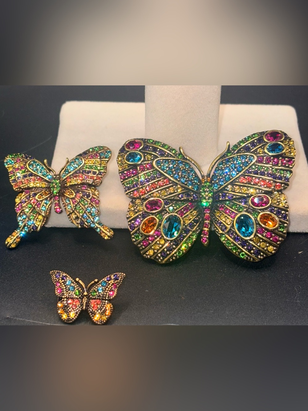 Heidi Daus Fluttering Fantasy Set Of 3 Brooches
